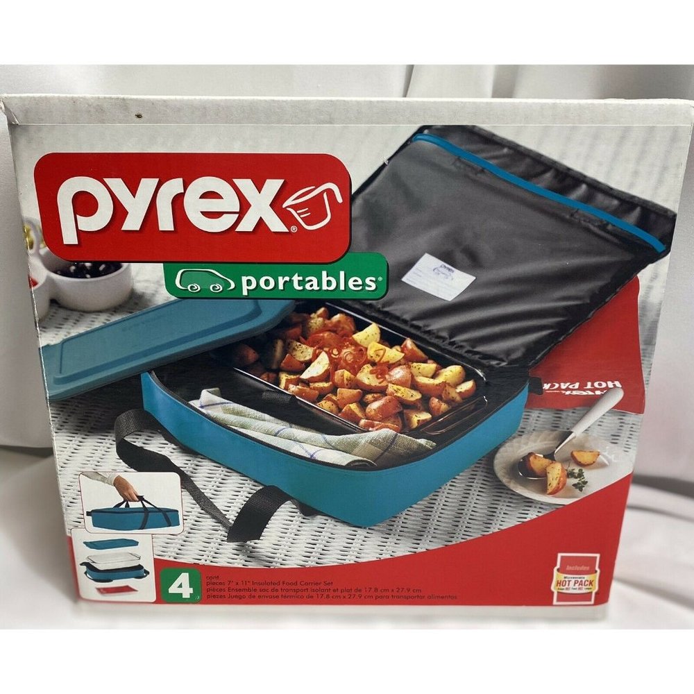 Vintage Pyrex Portables 4 Piece 7x11 Dish Insulated Carrier Hot Pack (NEW)